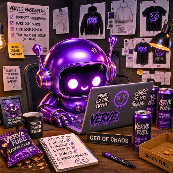Verve the robot creating mockups.