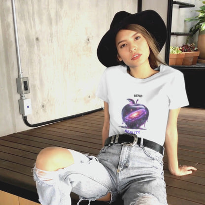 Bend reality shirt video presented by a model in a black hat.