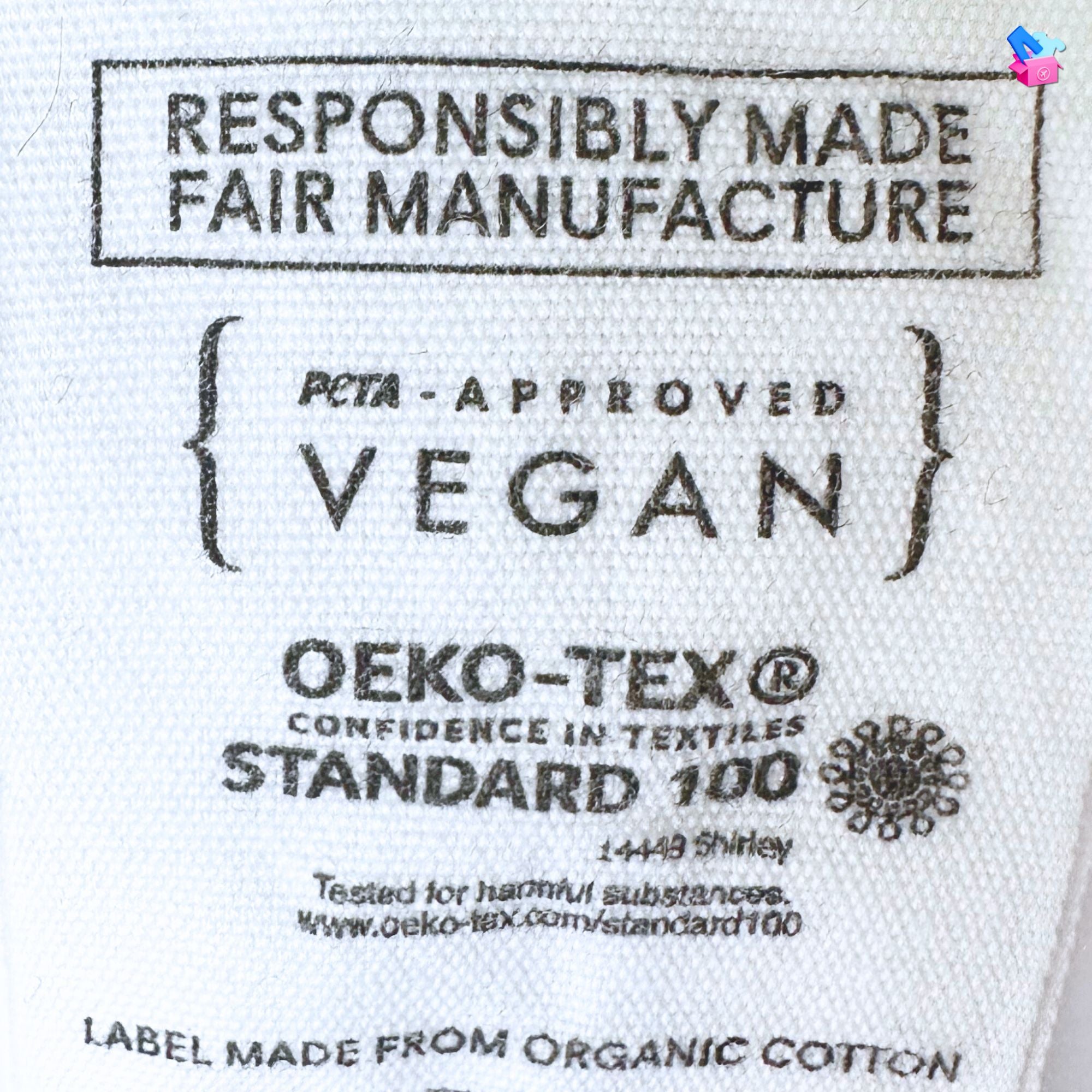 Peta vegan approved and Oeko Tex 100 certification image